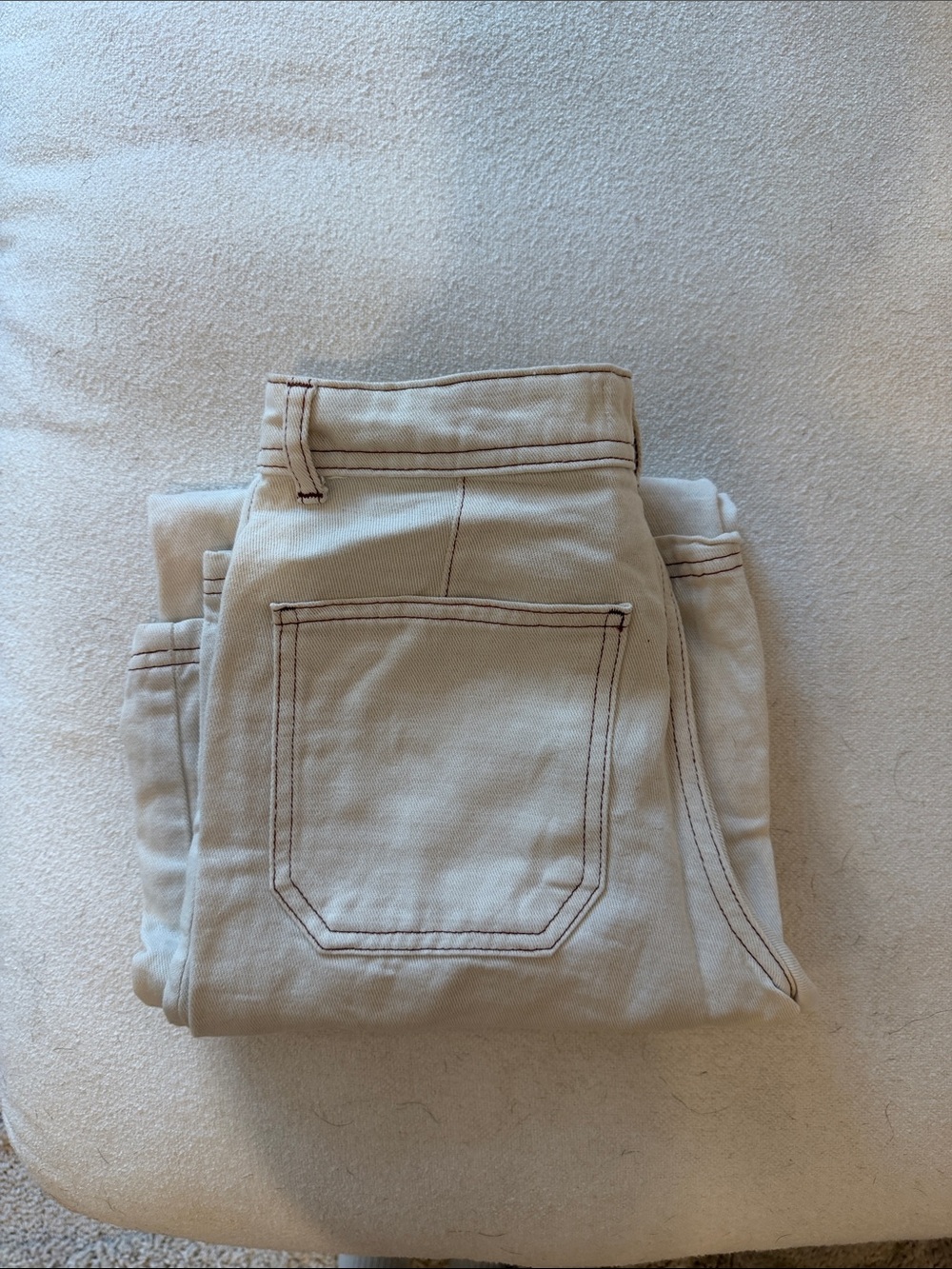 Cream Straight-Leg Jeans - Picture 2 of 5